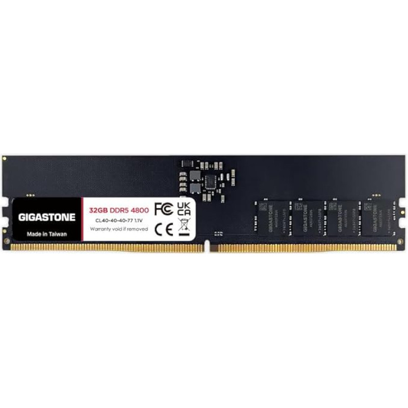 【DDR5 RAM】GIGASTONE 32GB DDR5 4800MHz PC5-38400 CL 40-40-40-77 1.1V UDIMM 288 Pin Non-ECC Unbuffered PC Desktop Tik atminties modulio atnaujinimas