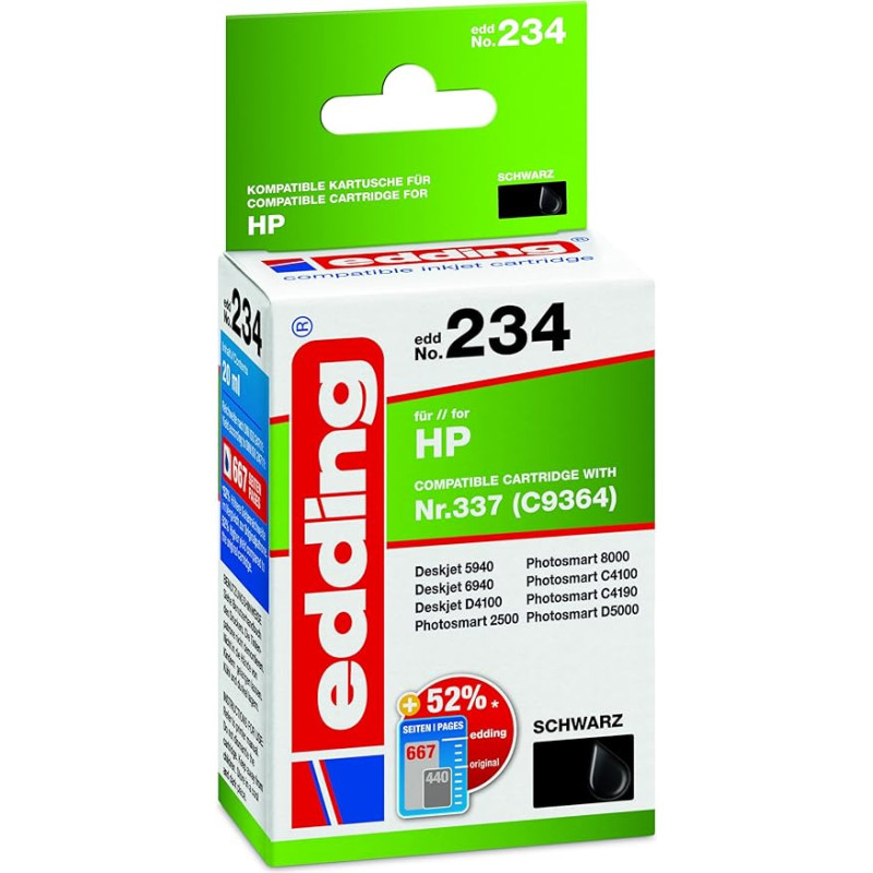 Edding 18-234 EDD-234 rašalo kasetė 1 x juoda, tinkanti HP Nr. 337 (C9364)