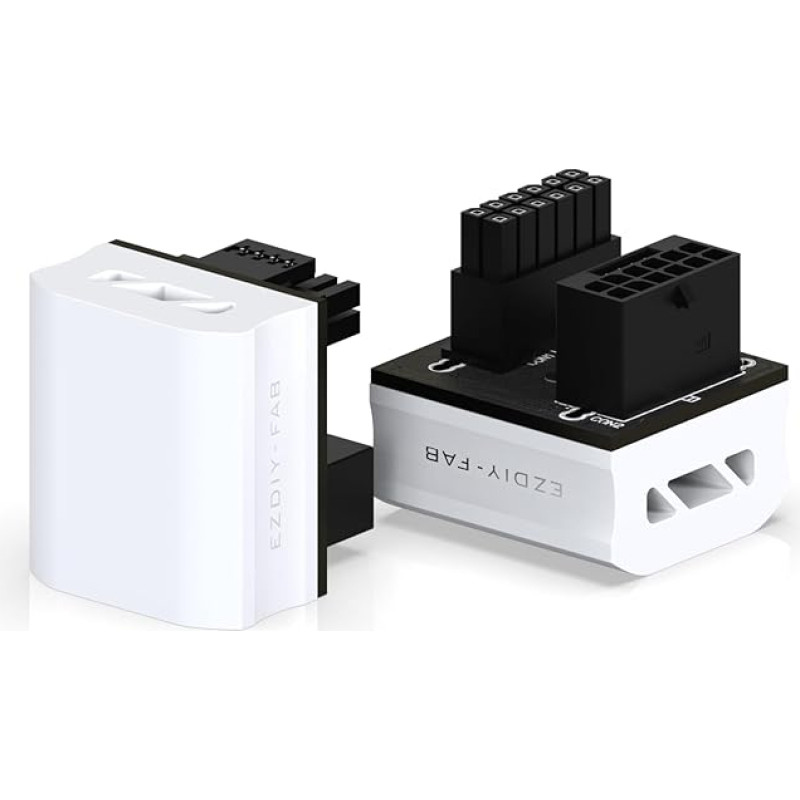EZDIY-FAB 12VHPWR 12+4 kontaktų kampinis kištukinis maitinimo šaltinis RTX40 serijos vaizdo plokštėms, palaiko 600 W galią, suderinamas su RTX4090, 4080, 4070ti, -180 laipsnių STD tipo, baltas, 1 pakuotė