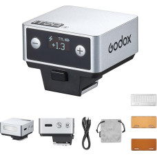 Godox IT20 N IT20-N Mini Camera Flash, Compatible with Nikon Cameras, TTL Godox Flash, 700+ Full Strength, 1.5 s Recycle Time, USB-C Charging, with Magnetic Diffuser & Filter, Silver