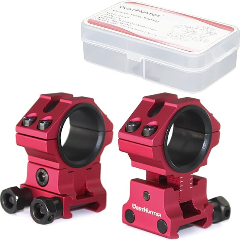 WestHunter Optik Höhenverstellbare Picatinny Zielfernrohrringe, 25,4mm 30 mm Präzisions-Zielfernrohrmontage | 6 Farben