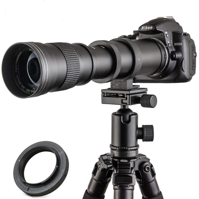 JINTU teleobjektyvo priartinimo 420-800mm F/8.3-16 TOP pilno kadro objektyvas Nikon D7100 D80 D80 D90 D600 D5000 D5100 D3200 D7000 D7200 DSLR skaitmeniniam fotoaparatui + odinis krepšys dėklas
