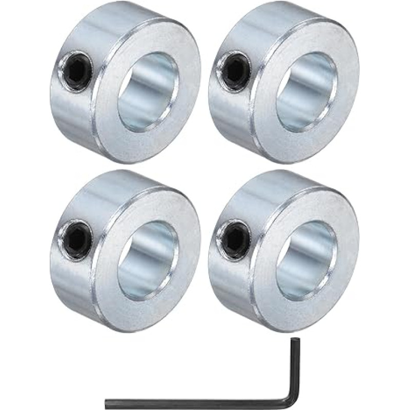 QUARKZMAN 4 varžtinių veleno apvadų rinkinys 1/2 colio skylės cinkuoto plieno veleno apvadas 1 colio išorinis skersmuo 7/16 colio pločio ašies apvado spaustukas su šešiakampiu raktu