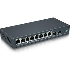 10 prievadų Gigabit Ethernet šviesolaidinis komutatorius su 2 SFP lizdais (1000M), be siųstuvo