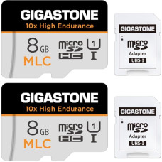[GIGASTONE MLC 8GB 2-Pack MicroSDXC kortelė + adapteris, 85/15 MB/s, Dash Cam, U3 V30 C10 [5 metų nemokamas duomenų atkūrimas]