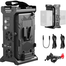 NEEWER V laikiklio akumuliatoriaus įkroviklis su dviem kanalais, V užraktas su 100 W PD USB C greituoju įkrovimu, DC 48V/DC24V/100W PD/D TAP išvestys, daugiafunkcinis įkroviklis, suderinamas su SmallRig NEEWER PS099E VB99, BP-2CH Pro