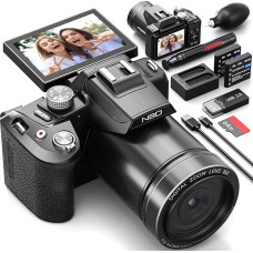 NBD 8K skaitmeninis fotoaparatas 64 MP su automatiniu fokusavimu ir 16 kartų priartinimu, F1,8 naktinio matymo funkcija, 