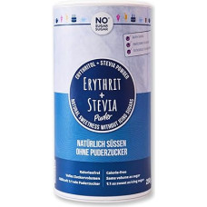 Be cukraus Eritritritolis + Stevijos milteliai, 250 g, veganiškas, 100 % cukraus ir kalorijų neturintis cukraus pakaitalas, dantis tausojantis 1:1 cukraus saldumas, sveika alternatyva be skonio kepimui ir