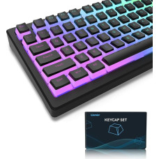 Pudding Keycaps PBT, Tastenkappen 165 Tasten Custom Keycap Set, OEM Profil mit transparenten Tastenkappen, 100%, 75%, 65%, 60% universelle Tastaturkompatibilität - Schwarz