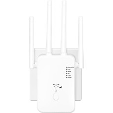 WLAN Repeater WLAN Amplifier 1200 Mbps, WiFi Range Extender DualBand WiFi Booster Internet Amplifier with External 4 Antennas Internet Booster with LAN/WAN Port (White)