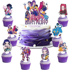 25 Cupcake Toppers, Happy Birthday Cake Toppers, Cartoon Cake Decoration for Birthday Parties, Baby Shower and Wedding