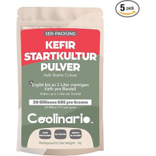 Coolinario Kefulturen (Pack of 5, 1.5 g Bag) Live Cultures for Homemade Kefir | Creamy & Mild | GMO Free, Gluten Free, Halal, Kosher