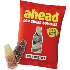 Vaisių kramtomosios gumos kolos buteliukai 18 x 50 g | Tik 1 g cukraus ir 73 kalorijos, 97 % mažiau cukraus * | Saldumynai be pridėtinio cukraus | Saldumynai be glitimo ir mažai angliavandenių