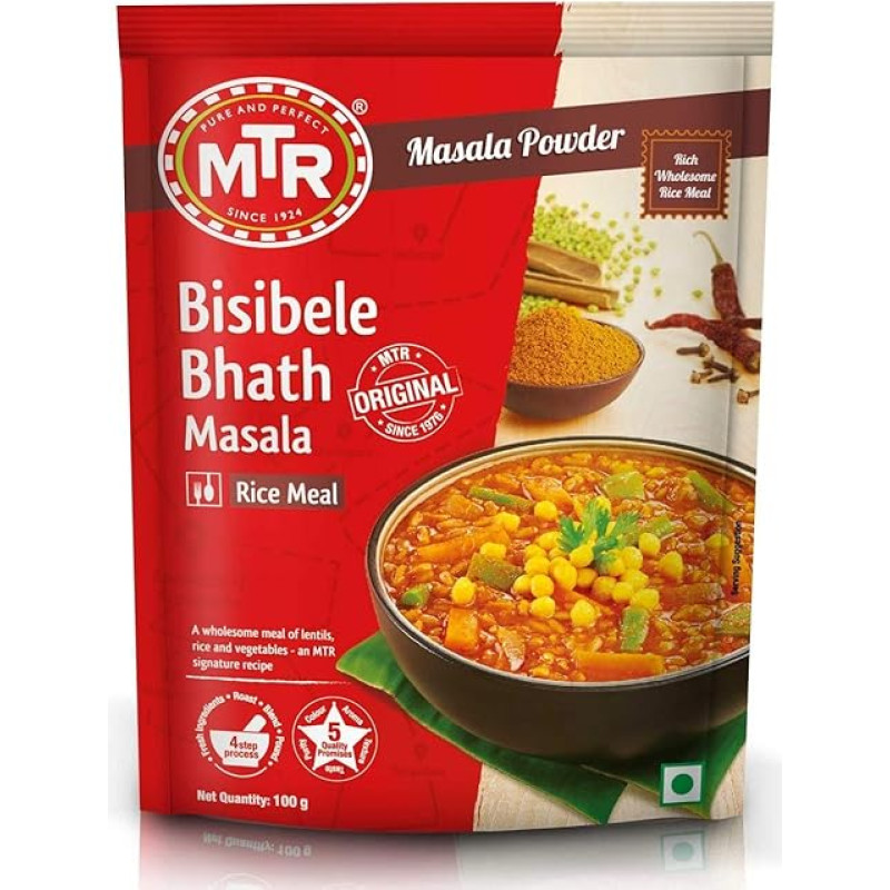 MTR - Bisibele Bhath (300g) - tradicinis indiškas ryžių patiekalas - turtingas prieskonių ir skonių - puikiai tinka lengvam ir gardžiam maistui