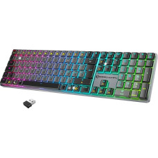 EMPIRE GAMING RF243 belaidė įkraunama FR(AZERTY) žaidimų klaviatūra - trijų režimų (2,4 GHz, 