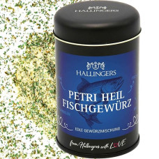 Hallingers Petri Heil Fish Spice - prieskonių mišinys žuviai, daržovių keptuvei ir avokadui - nuostabi dovana žvejams (skardinė) - dovana vasarą ir puiki kepsnių dovana | Gimtadienio laimė