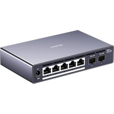 5+2 prievadų 2.5GbE PoE+ komutatorius su 2x 10G SFP+, 100W, 5X PoE prievadai (iki 30W), nevaldomas, be ventiliatoriaus, 