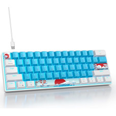 Žaidimų klaviatūra 60 procentų, laidinė RGB mechaninė klaviatūra America QWERTY, mini 61 klaviatūros klaviatūra su 61 klavišu, skirta kompiuterių žaidėjams (GS61 RGB-61 Blue)