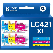 WYFYINK LC421 XL kasetės su Brother LC421 LC421XL spausdintuvo kasetėmis, suderinamos su Brother DCP-J1050DW MFC-J1010DW DCP-J1140DW (2C/2M/2Y)