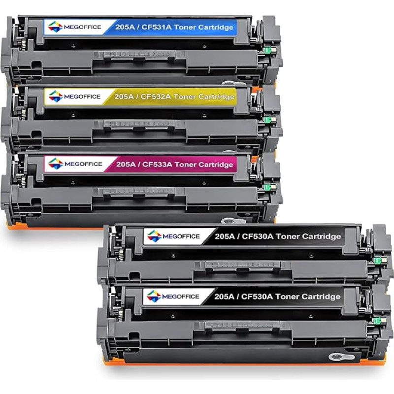 205A CF530A toneris suderinamas su HP 205A CF531A CF532A CF533A CF530A toneriu, skirtu Color Laserjet Pro MFP M181fw M180n M180n M180nw M180fw M154a M154nw spausdintuvui (5 vnt.)