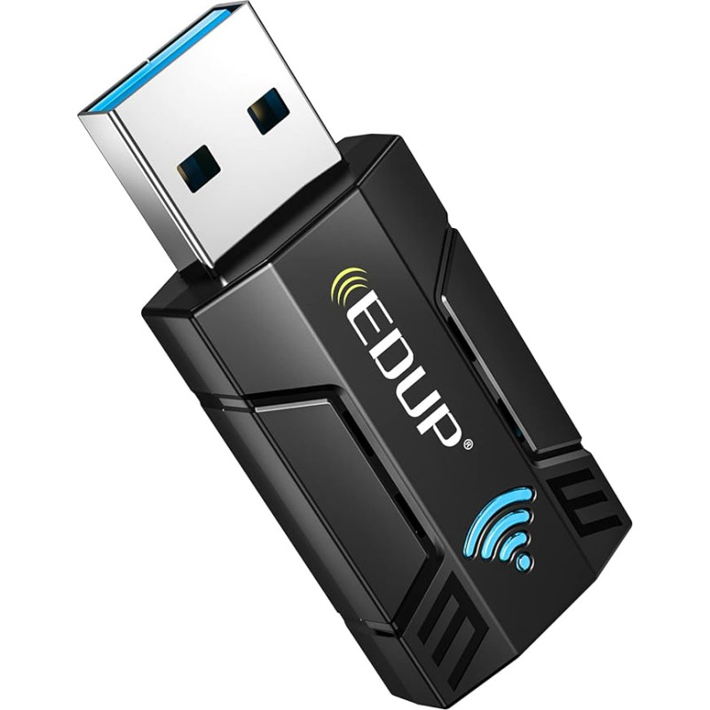 EDUP AC1300 WiFi adapteris, USB 3.0, dviejų dažnių 5 GHz/2,4 GHz WiFi adapteris staliniams kompiuteriams ir nešiojamiesiems kompiuteriams, 802.11ac belaidis tinklas, palaiko Windows 11/10/8.1/8/7/XP/Vista, Mac OS X 10.6-10.15