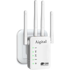 1200 Mbps WLAN stiprintuvas, dviejų juostų 2.4G ir 5G WiFi signalo stiprintuvas, interneto kartotuvas su eternetu, 3dBi x4 antenos, suderinamas su visais įrenginiais, AP režimas, iki 2600 kv.pėdų