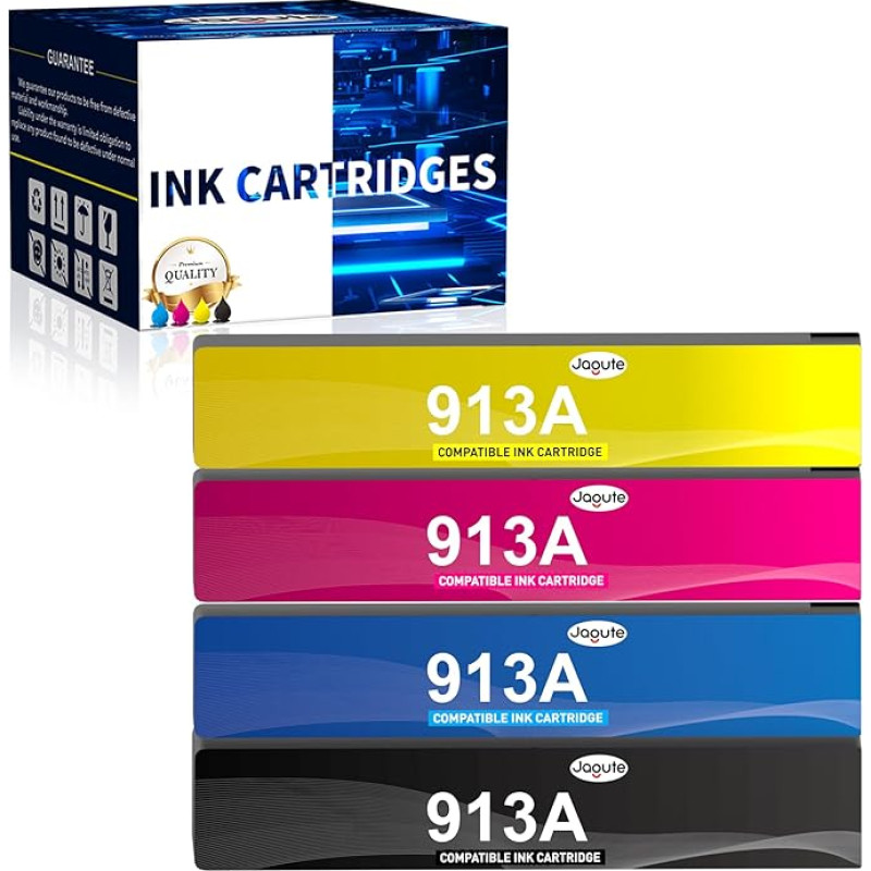 Jagute 913A spausdintuvo kasetės suderinamos su HP 913 HP 913A kasetės, skirtos HP PageWide Pro 352dn 452dn Pro 477dw 477dn 377dw 377dn MFP 477dw kasetės MFP 552dw 577dw 577z P55250dw P57750 dw (4 pakuotės: