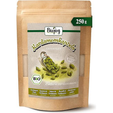 Biojoy Ekologiškas kardamonas maltas (250 g), kardamono kapsulės žalios spalvos kaip milteliai, kardamono milteliai (Elettaria cardamomum)