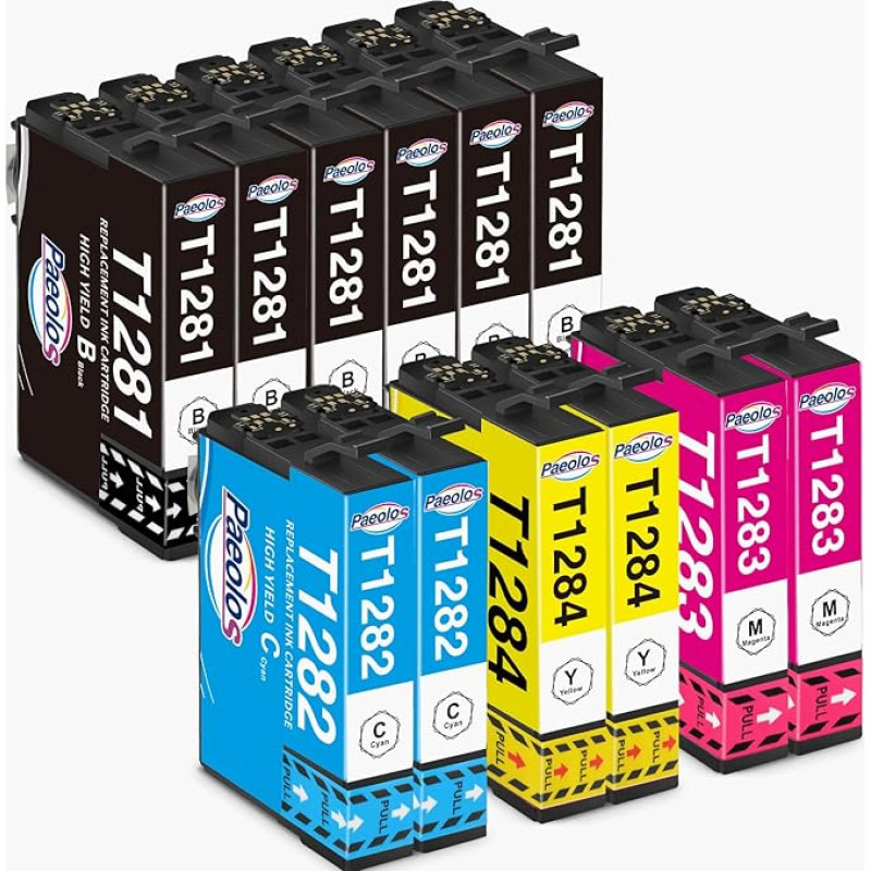 Paeolos T1285 Multipack kasetės suderinamos su Epson T1281 T1281 T1282 T1283 T1284 T1284 T1285 rašalo kasetėmis, skirtomis Epson SX235W S22 SX125 SX130 SX230 SX235W SX420W SX425W SX430W SX444 00W 0W 0W 0W 5W BX305F(12
