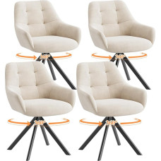COLAMY sukamosios valgomojo kėdės, 4 komplektas, valgomojo kambario kėdės, pasukamos su porankiu, sukamosios kėdės su porankiu ir atlošu valgomajam, kėdės pagamintos iš minkšto audinio su metaliniu rėmu, skirtos virtuvei