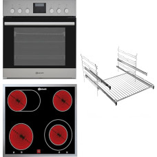 Bauknecht Heko 500 Pyro - Cooker Combination / Built-in Cooker with Display and Pyrolysis (65 L) / Glass Ceramic Hob (60 cm) / 4 Cooking Zones, Including 1 Roasting Dish Dual Circuit Cooking Zone and 1 Duo Dual Circuit Cooking Zone