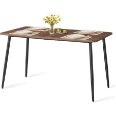 VASAGLE Dining Table for 4-6 People, Dining Room Table, Kitchen Table in Country House Style, Heat Resistant Table Top, Quick Assembly, 75 x 140 x 75 cm, Natural Walnut Ink Black KDT100KE02