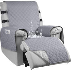 Fotelio apsauga vaikams, šunims, 100 % vandeniui atspari kėdės apsauga su kišenėmis, 1 sėdimosios vietos neslystanti kėdės danga TV kėdėms su 2 reguliuojamais dirželiais, pilka A, S