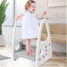 Rainberg 2 Step Ladder for Kids, Sturdy Double Step Stool for Toddlers, Toddler Ladder for Potty Training and Use in Kitchen and Bathroom Easy to Clean and Portable