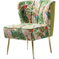 HULALA HOME Valgomojo kėdės, modernios minkštos virtuvės kėdės be porankių, valgomojo kėdės su aukso spalvos metalinėmis kojomis, gėlių raštas valgomajame, svetainėje, miegamajame, 66W x 76D x 79H, žalios spalvos