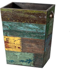 Maža medinė šiukšlių dėžė Ūkio dekoratyvinis šiukšlių konteineris Kaimiškas išdaužtas šiukšlių konteineris Boho medžio šiukšlių dėžė Perdirbimo krepšys su metalinėmis rankenomis Perdirbto medžio saugojimo krepšys