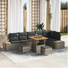 Garten-Sofa-Set mit Kissen 9 pcs Grau Poly Rattan Sofa Gartenm?Bel Modelis3362933