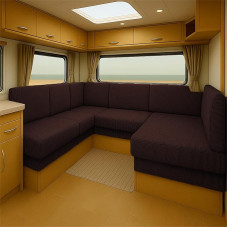 Elastischer Wohnwagen-Sitzkissenbezug für Wohnmobil-Bank, Wohnmobil, Sofa, Jacquard-Schonbezug mit Riemen, waschbar, rutschfeste Pads, Schutz für Wohnmobile, Sitze (Kaffee, B 50-65 x L 50-65 cm)