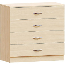 Vida Designs - Pine Wood - 4 Drawers with Metal Handles and Guides - Unique Drawer Holder to Prevent Bending - Bedroom Furniture Riano, Pine, 72 x 36 x 75 cm