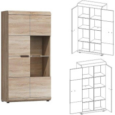 Baldai24 LINK Vitrina, stovinti vitrina, svetainės spinta, vitrina su 2 durimis (su 1 x LED apšvietimu)