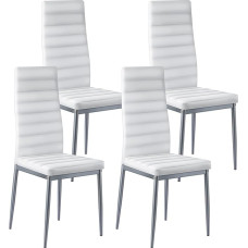 VEVOR moderni valgomojo kėdė (4 vnt.) Elegantiška minkšta odinė šoninė kėdė (136 kg keliamoji galia), skirta valgomojo stalui, taupanti vietą virtuvės stalo kėdė su storomis pagalvėlėmis ir metalinėmis kojelėmis, balta, kavinė