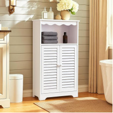 powerking Bathroom Storage Cabinets, White Freestanding Floor Cabinet with Doors for Living Room, Bedroom, Kitchen, Balcony, Office