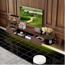 TV Cabinet Solid Wood Wall Mounted with Multiple Lockers, Wall TV Cabinet Can be Used in the Living Room, Bedroom, Office, Study etc. (Walnut & Light, 160 x 30 x 20 cm)