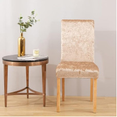 2 sutrupinto aksomo kėdžių dangteliai valgomojo kambariui Stretch Parsons kėdės virtuvės Slipcovers Nuimamas neslystantis plaunamas sėdynės apsauginis dangtelis virtuvei ir viešbučiui (2 šampanas)