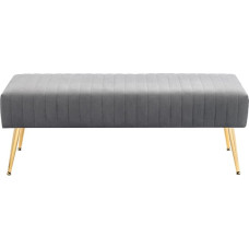 Furniliving Miegamojo suoliukai Minkšti tufted dryžuoti audinio Osmanų su X formos metalinėmis kojomis gyvenamajame kambaryje Medžio masyvo vidaus suoliukas fojė (pilka)