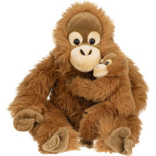 Uni-Toys - Orangutanas su kūdikiu, sėdintis - 30 cm (aukštis) - pliušinė beždžionė - pliušinis žaislas, pliušinis žaislas