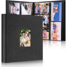 DazSpirit Großes Fotoalbum Einsteckalbum für 600 Fotos (10x15 cm) - Leinenbindung, Personalisierbar, Ideal für Familie, Hochzeiten, Reisen & Baby-Erinnerungen, Fotobuch zum Einstecken, Schwarz