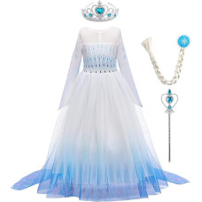 IWEMEK Mergaitės Fancy Dress princesė Elsa suknelė Ilgas Frozen 2 kostiumas Karnavalas Helovinas Kalėdų gimtadienio šalis Vaikai 2-14 metų