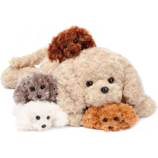 MorisMos Dog Cuddly Toy XXL su 4 kūdikiais pilve Didelis šunų pliušinis žaislas Pliušinis žaislas Pliušinis žaislas Cuddly Toys Milžiniškas didelis šunų pagalvėlė žaislas Dovana