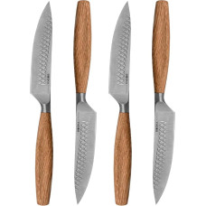 Boska Oslo+ Steak Knife Set / Set of 4 / Stainless Steel Knife Set / for Cutting Meat (Substitutes), Fish, Vegetables/Non-Stick/European Oak Wood